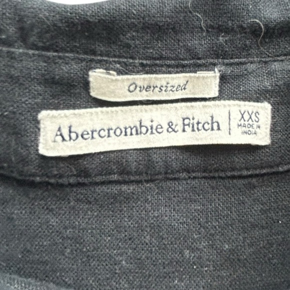 Abercrombie and Fitch Oversized Button Up Shirt in Black Size XXS Linen Blend - Picture 4 of 9